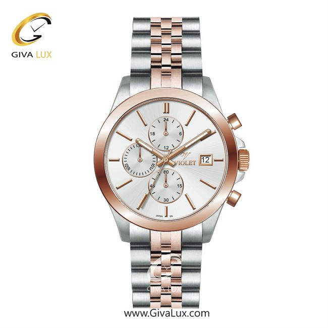 ساعت مچی اورجینال مردانه ویولت VIOLET سه موتوره کرنوگراف نقره ای-رزگلد | نقره ای-رزگلد| نقره ای| کد رفرنس 0566/2